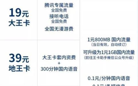 腾讯王卡19元套餐：月租低流量多，腾讯系App免流
