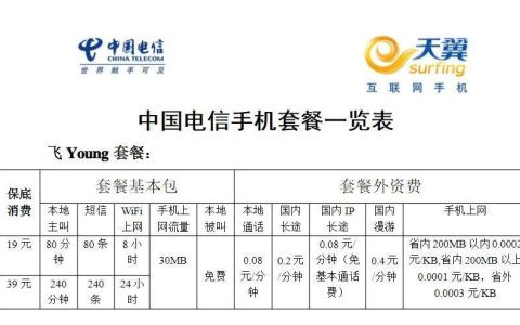 2023中国电信套餐价格表，看这篇文章就够了