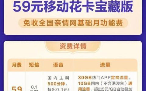 花卡宝藏版29元套餐，月租29元，30G专属流量，畅玩100款APP