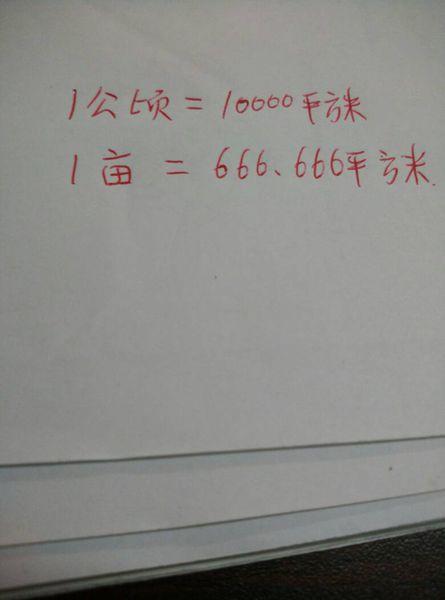 1亩地等于多少公顷？