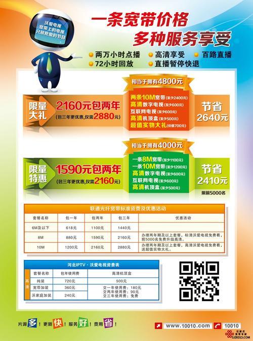 河源联通宽带优惠套餐，月付100元内享百兆宽带