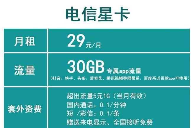 59元电信星卡套餐，流量多、价格实惠，适合年轻人