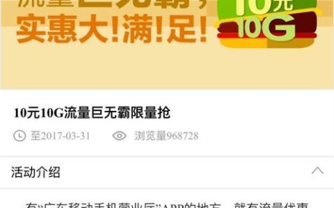 10元10G流量怎么开通？