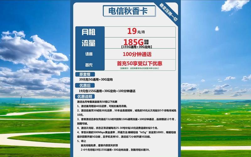 电信成就卡：19元畅享180G流量，通话更优惠