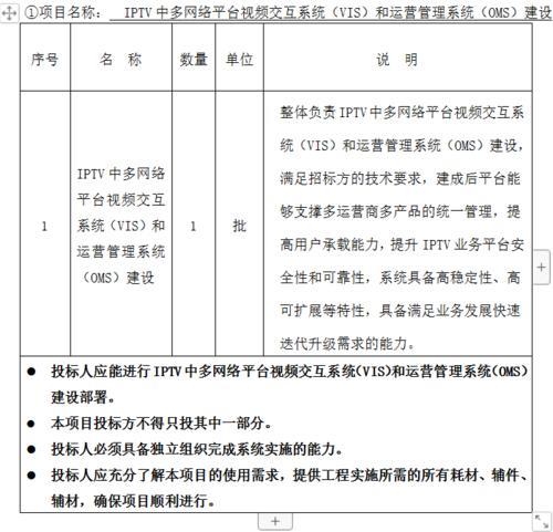 广电网络招标：项目信息和投标指南