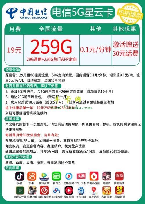 电信19元星卡套餐介绍